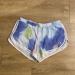 Blue airbrush colored athletic shorts